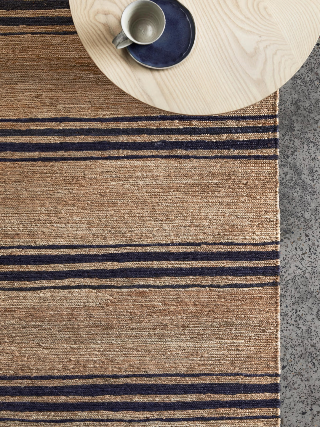 Armadillo | Ticking Stripe River Rug | Natural & Indigo Jute