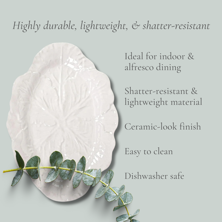 Cabbage Oval Platter | Melamine | White