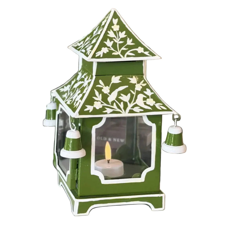 Green Pattern Mini Pagoda Lantern | 24x14cm