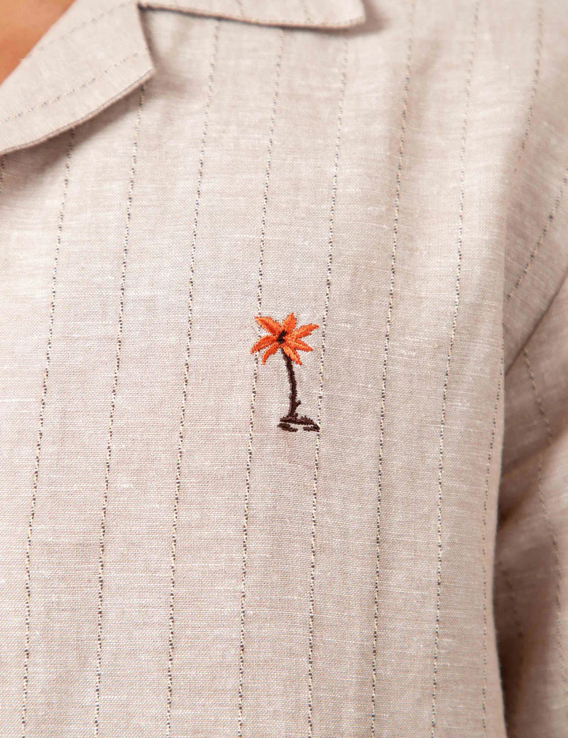 Simple | Aloha Cuban Short Sleeve Shirt | Sand Stripe