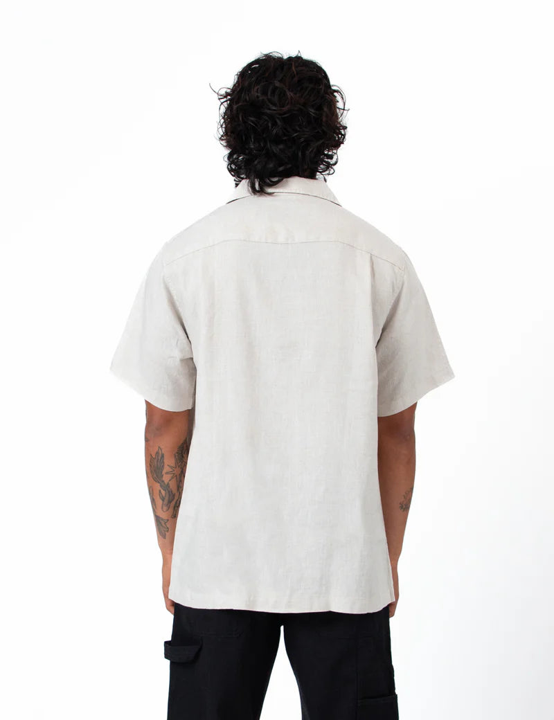 Simple | Linen Short Sleeve Cuban Shirt | Natural