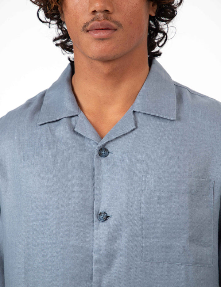 Simple | Shore Cuban Short Sleeve Shirt | Slate Blue