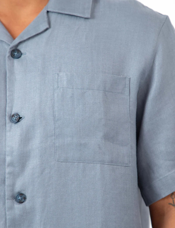 Simple | Shore Cuban Short Sleeve Shirt | Slate Blue