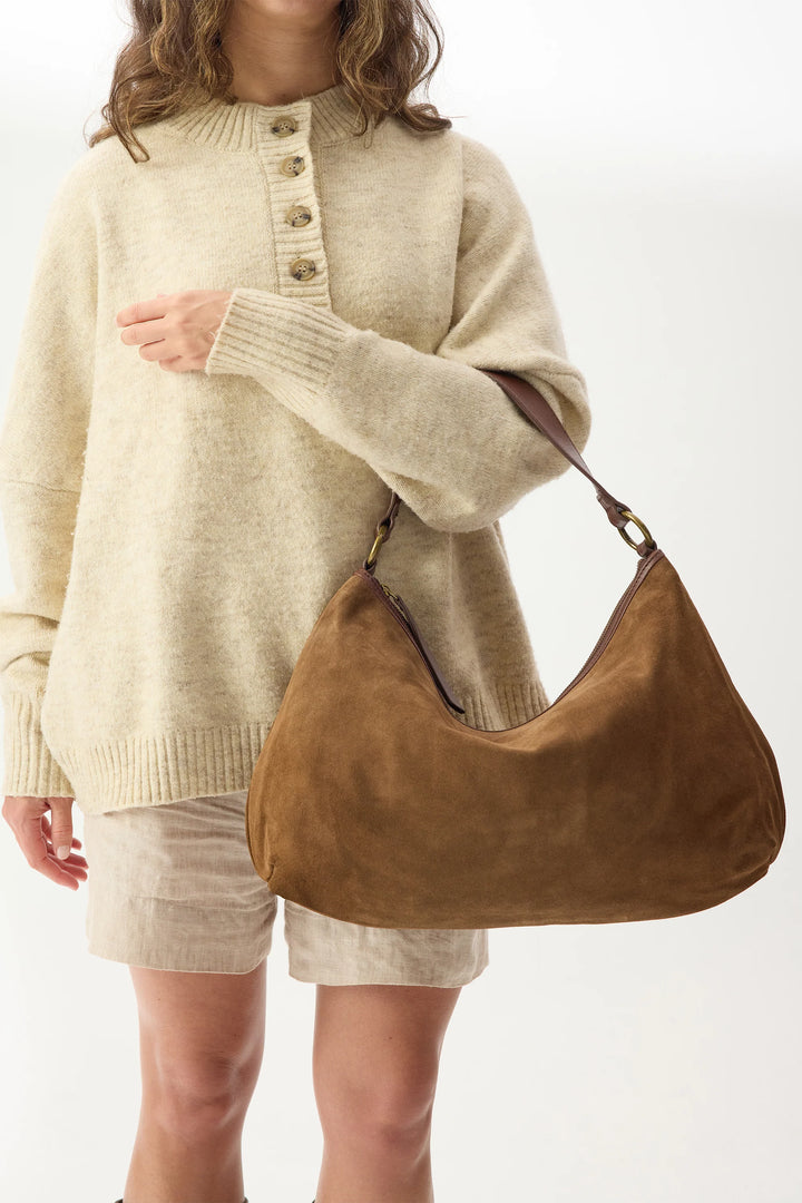 Juju | Suede Slouchy Handbag | Chestnut