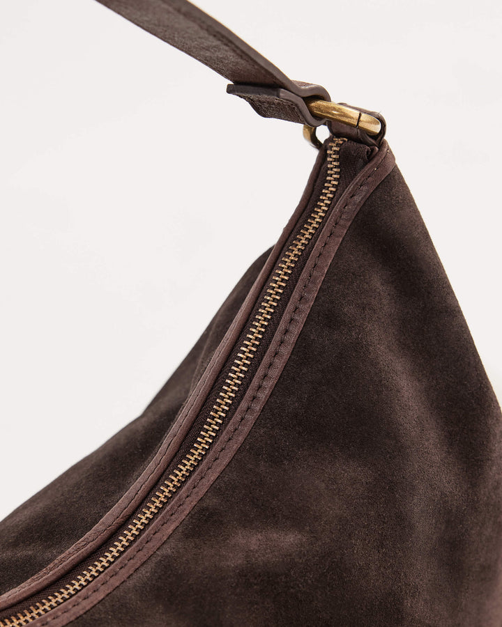 Juju | Suede Slouchy Handbag | Chocoloate