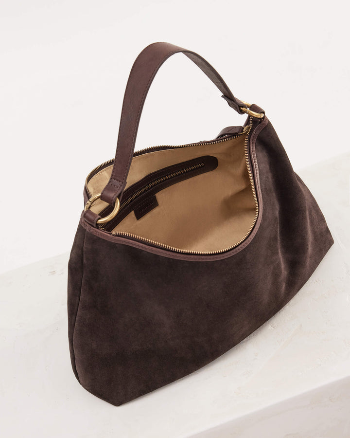 Juju | Suede Slouchy Handbag | Chocoloate