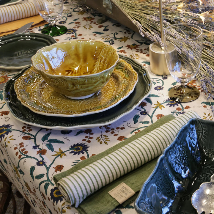 Samode Ochre Blue/Green Cotton Tablecloth | 170 x 350cm