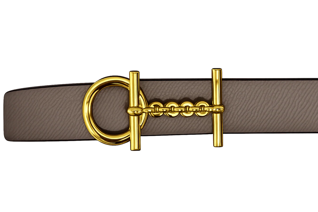 L'ora Tori Pebbled Leather Belt | Taupe/Black