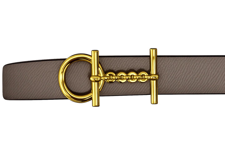 L'ora Tori Pebbled Leather Belt | Taupe/Black
