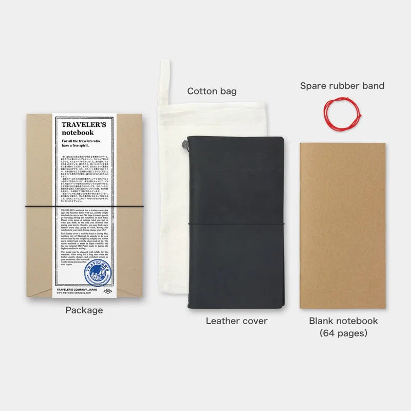 Black Leather Travellers Notebook | Regular Size