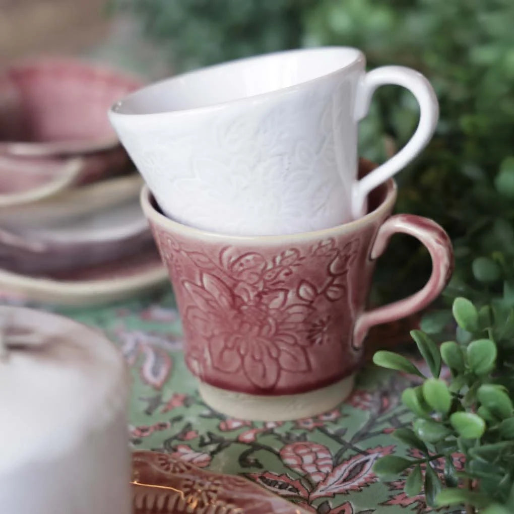 Arabesque Ceramic Tea Mug | White