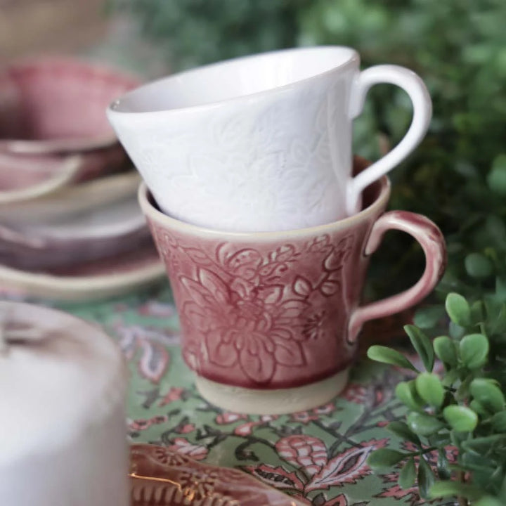 Arabesque Ceramic Tea Mug | White