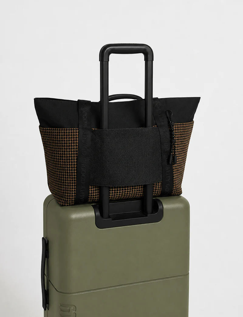 Simple | Jasper Houndstooth Weekender Bag | Charcoal/Tan