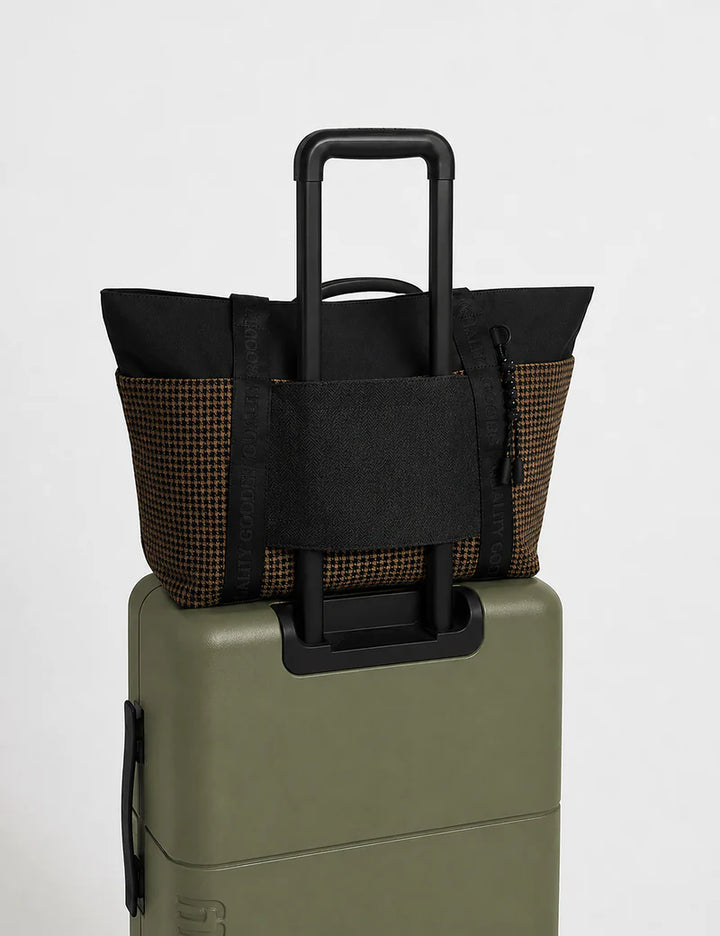 Simple | Jasper Houndstooth Weekender Bag | Charcoal/Tan