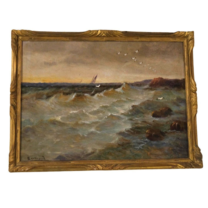 French Gilt Framed Seascape Artwork