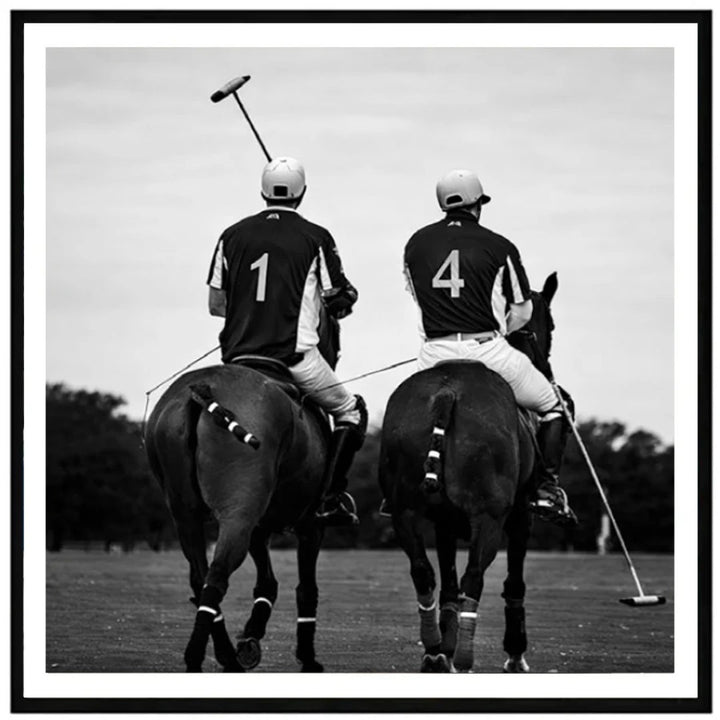 Polo Riders Wall Art | Paper 2030 | Black Box Frame with a White Border | 57.4 x 57.4cm