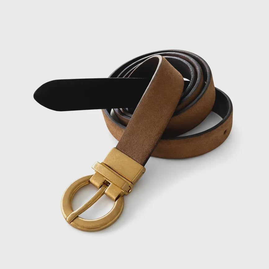 Victoria Suede Reversible Belt | Tan/Choc