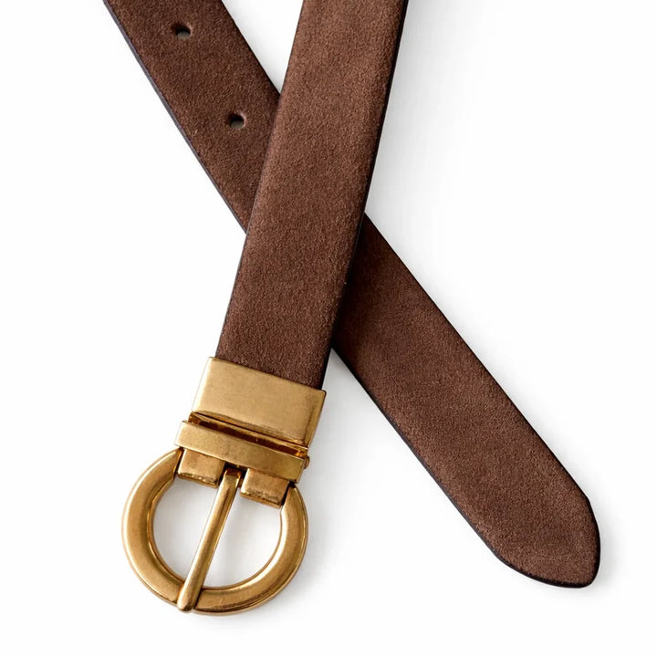 Victoria Suede Reversible Belt | Tan/Choc