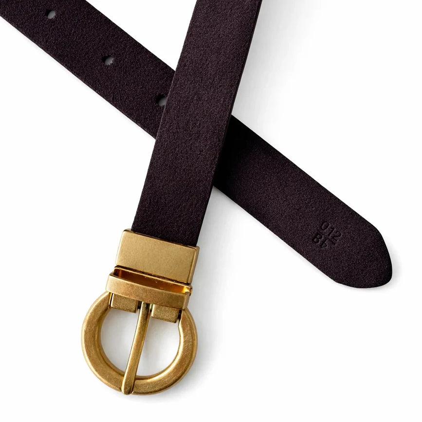 Victoria Suede Reversible Belt | Tan/Choc