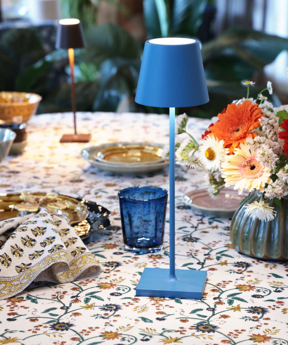 Samode Ochre Blue/Green Cotton Tablecloth | 170 x 350cm