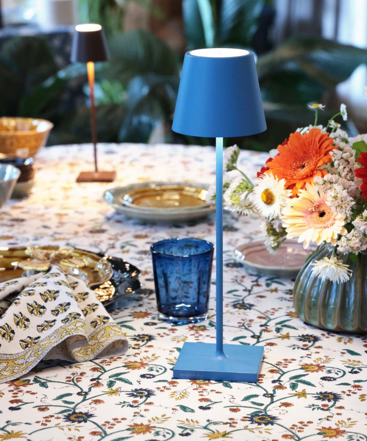 Samode Ochre Blue/Green Cotton Tablecloth | 170 x 350cm
