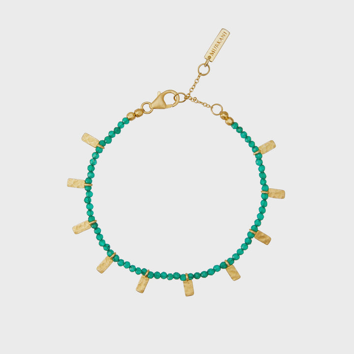 Green Onyx Bracelet | Matt 18K Yellow Gold Plate