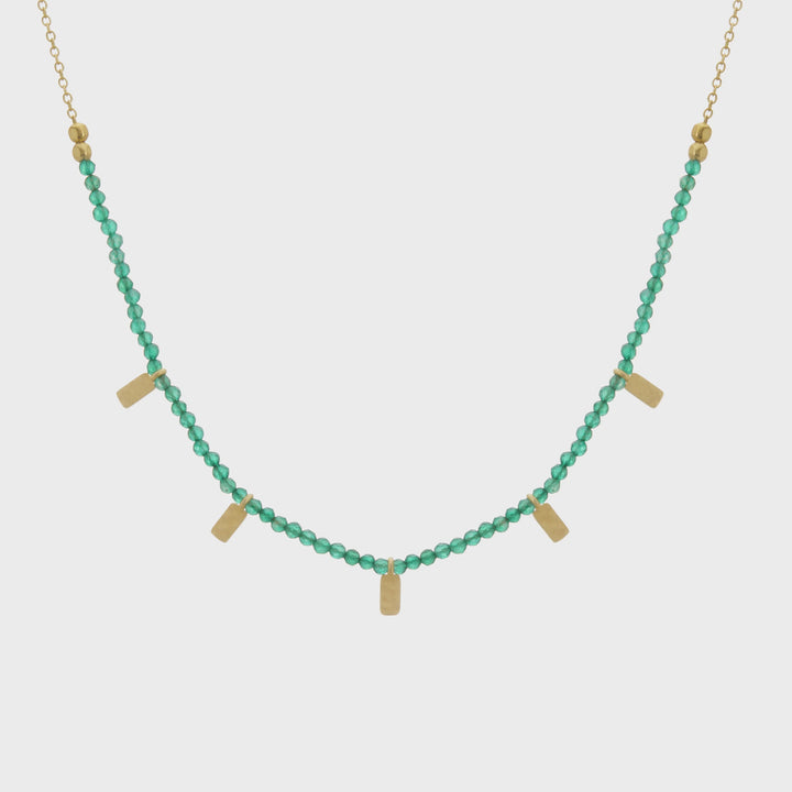 Green Onyx Choker | Matt 18K Yellow Gold Plate