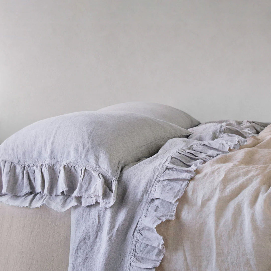 Kristine Standard Pillowcase + Ruffle | Fog-Suzie Anderson Home
