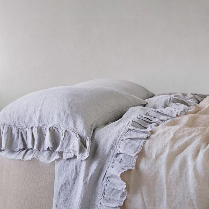 Kristine Standard Pillowcase + Ruffle | Fog-Suzie Anderson Home