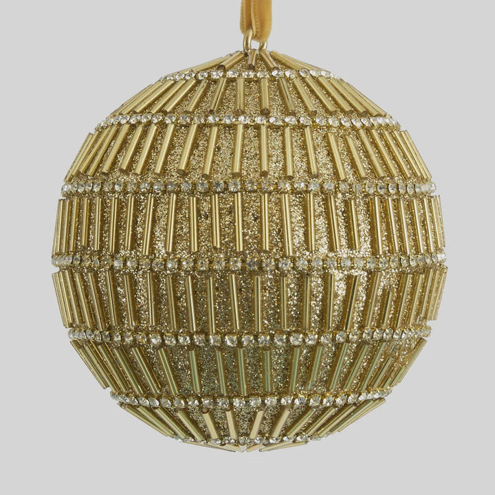 Gold Bugle Bead Bauble 10cm