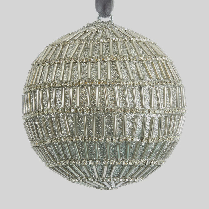 Silver Bugle Bead Bauble 10cm