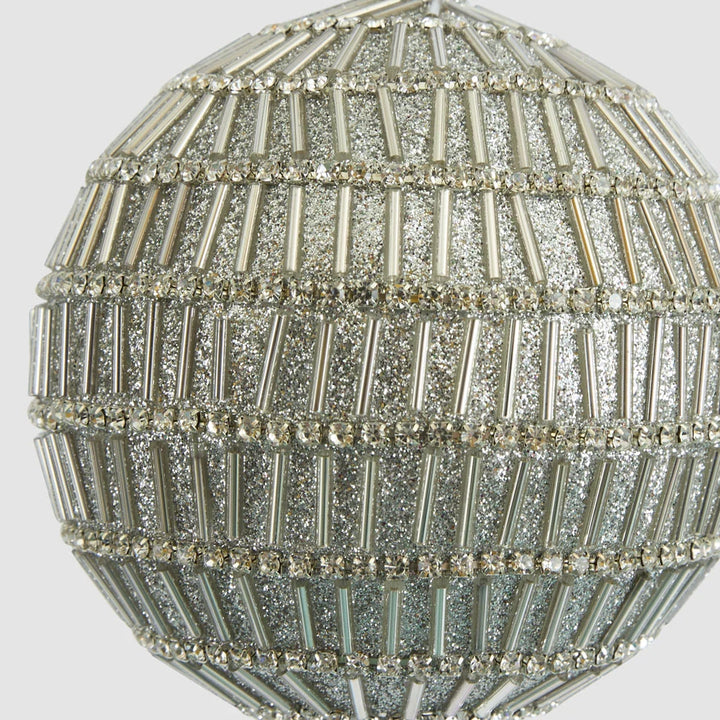 Silver Bugle Bead Bauble 10cm