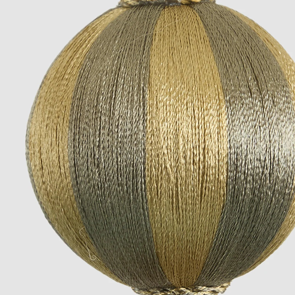 Gold Champagne Silk Stripe Bauble 8cm