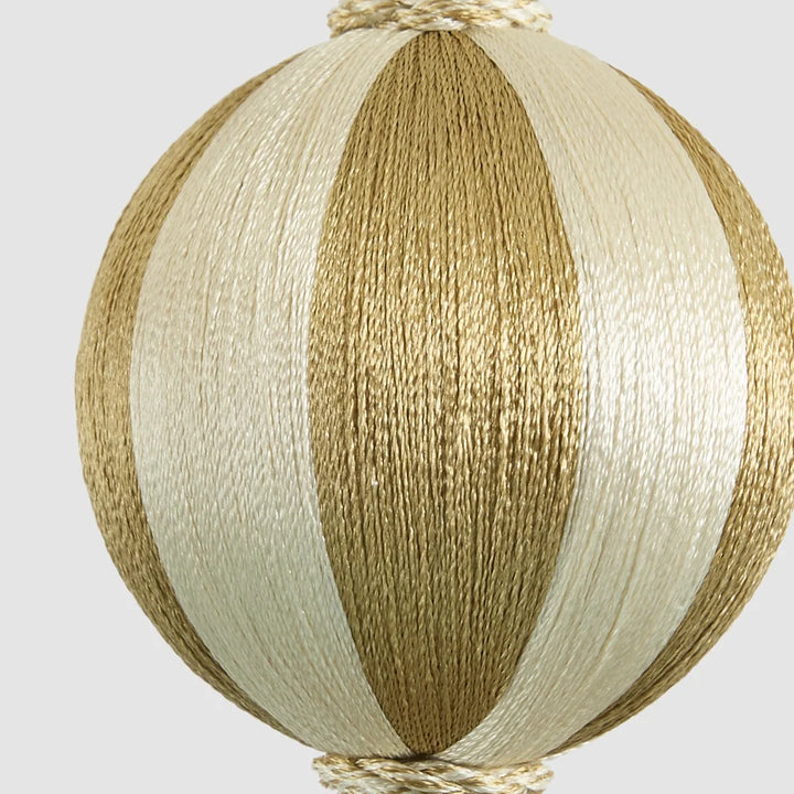 Ivory Champagne Silk Stripe Bauble 8cm