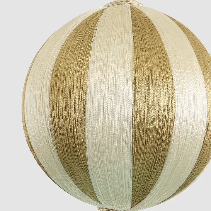 Ivory Champagne Silk Stripe Bauble 20cm