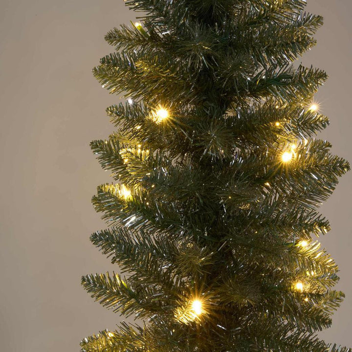 Light Up Slim Pencil Tree | Silver Green | 150cmH
