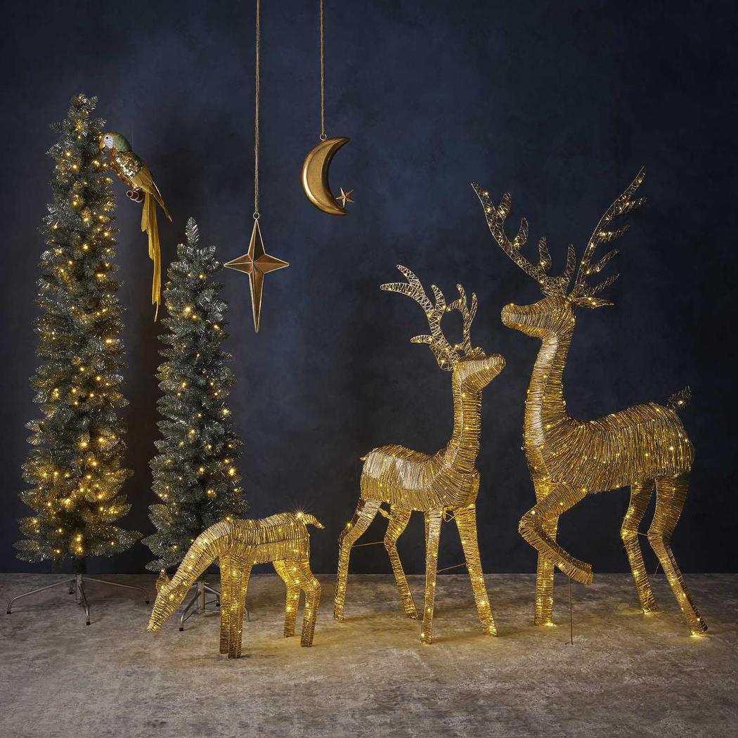 Light Up Slim Pencil Tree | Silver Green | 150cmH