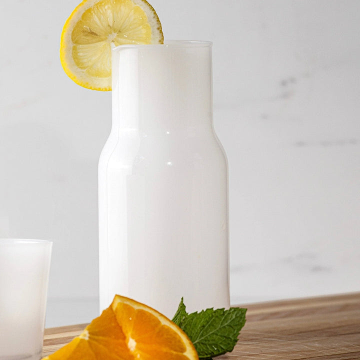 Alta | Glass Carafe, Cup & Straw | White