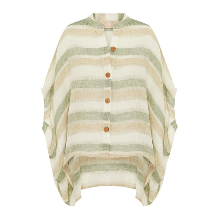 Scandi | Amalfi Linen Top | Sage Stripe
