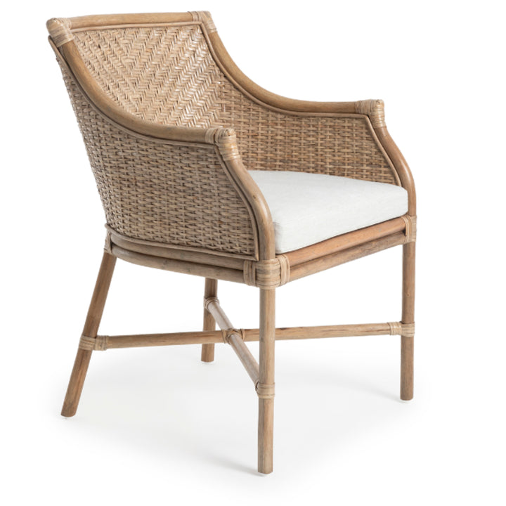 Amara Tub Rattan Dining Chair | Mud Grey