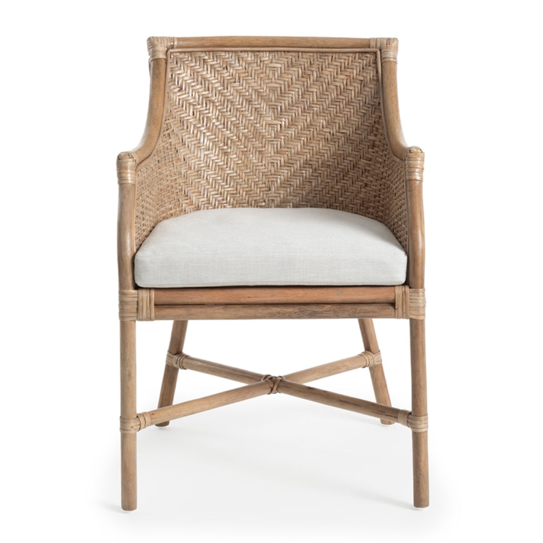 Amara Tub Rattan Dining Chair | Mud Grey