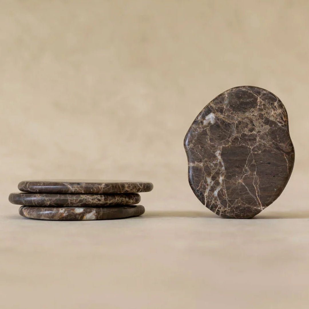 Anchor Marble Coasters | Set of 4 | Brown Emperador - Suzie Anderson Home