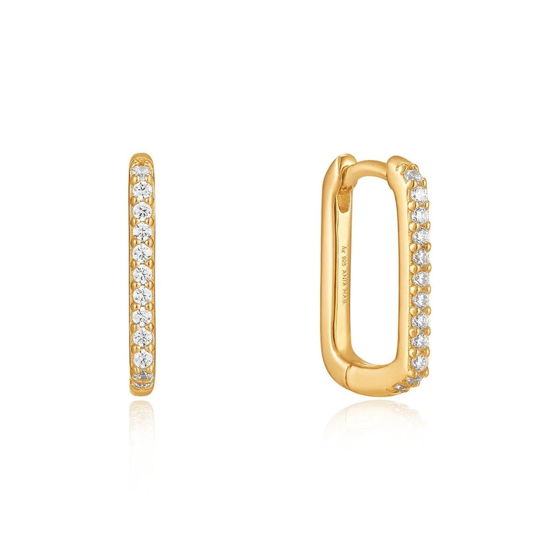Ania | Glam Gold/CZ Oval Hoop Earrings - Suzie Anderson Home