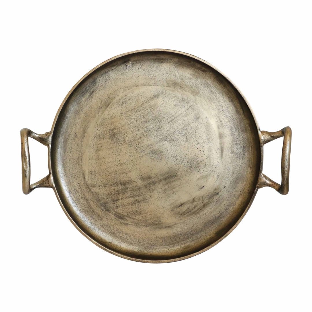 Antique Brass Finish Large Round Tray - Suzie Anderson Home