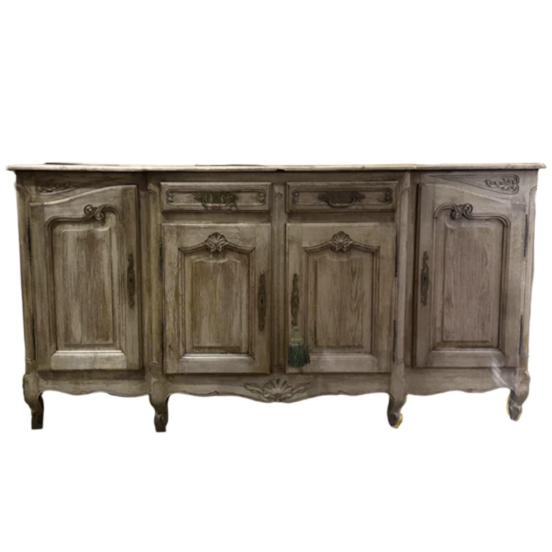 Antique French Oak Louis XV Marquetry Top Sideboard C1900s | W199xD54xH101cm - Suzie Anderson Home