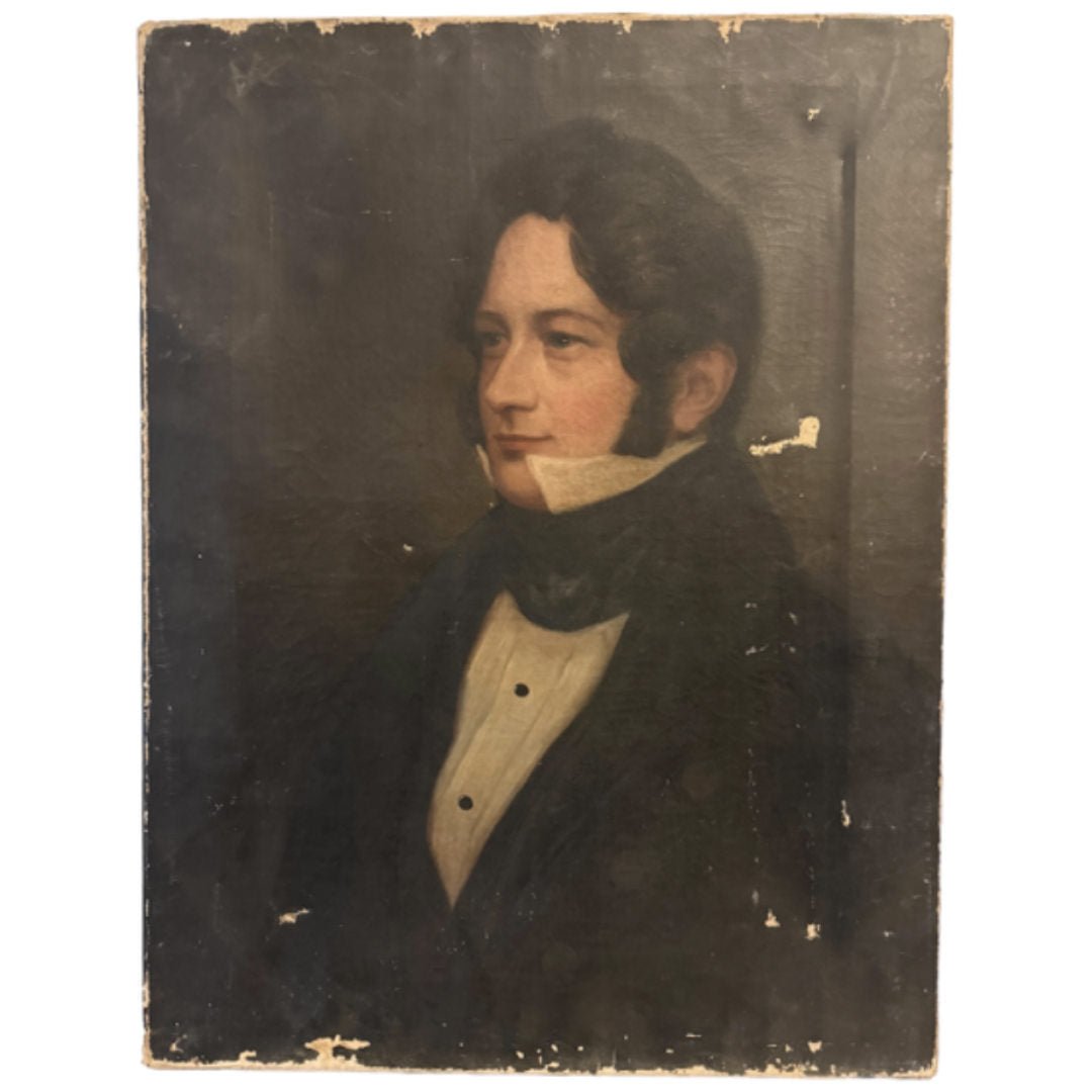 Antique French Portrait of a Man | Oil on canvas | unframed | Avignon 4 - Suzie Anderson Home