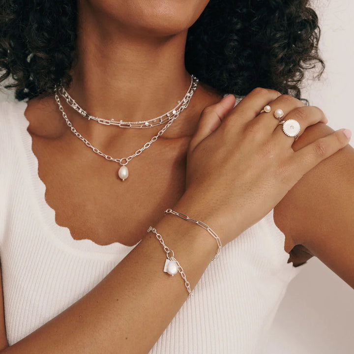 Aphrodite Goddess Pearl Drop Bracelet | Sterling Silver