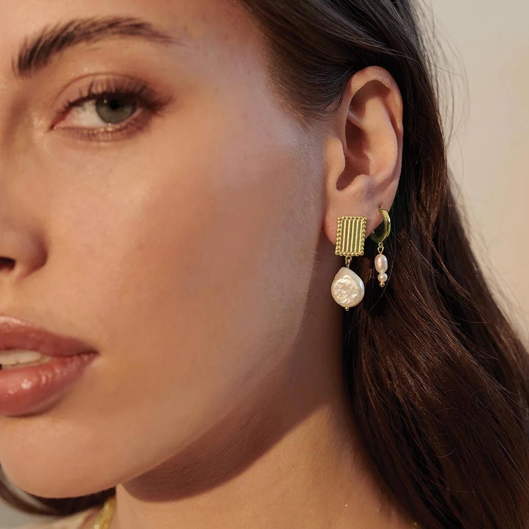 Aphrodite Goddess Small Pearl Earrings | 18K Gold Plate (Bowral) | Murkani - Suzie Anderson Home