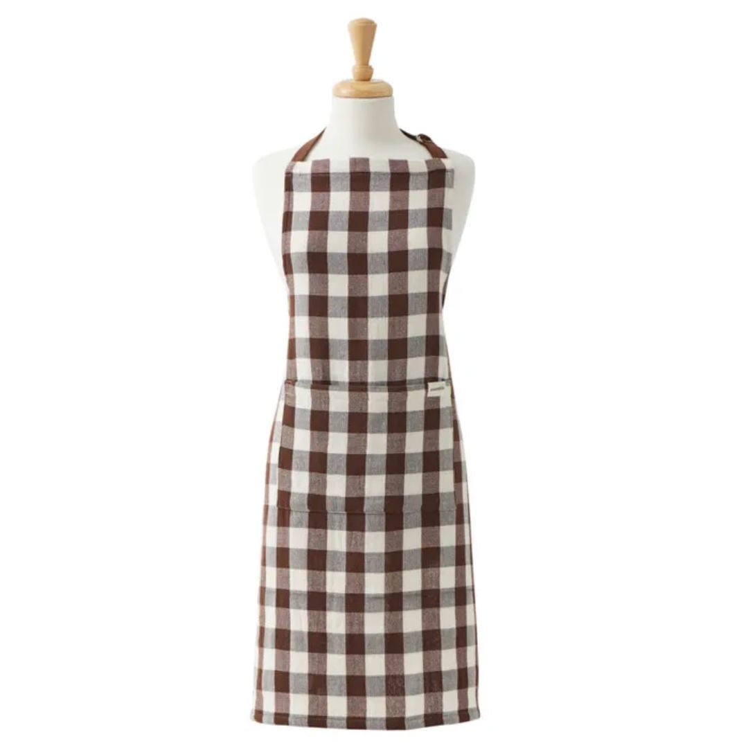 Cocoa Gingham Check Recycled Cotton Apron