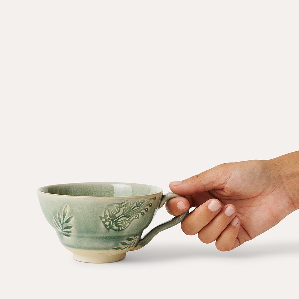 Arabesque Cup with Handle | Antique Green - Suzie Anderson Home